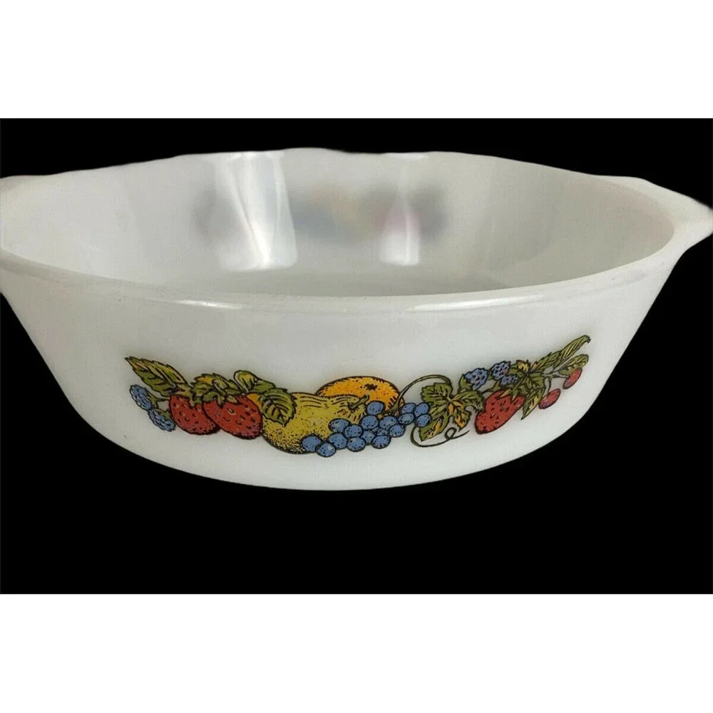 Vintage Anchor Hocking Fire King Fruit Harvest 2 qt. Casserole Dish Made in USA